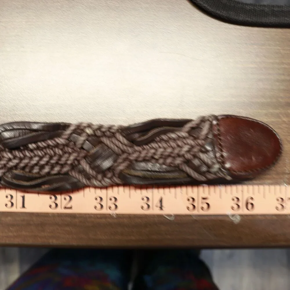 Ann Taylor Leather Woven Belt Women M Brown‎  Well Worn Bohemian Retro